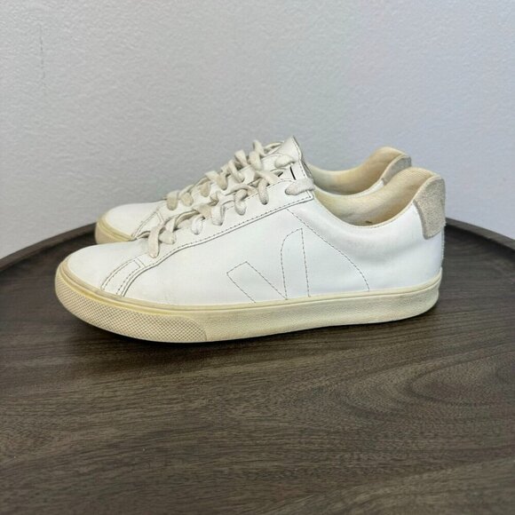 Veja Esplar Women's‎ White Low Top Lace Front Leather Sneaker Shoe US 6 EU 37 - Picture 2 of 14